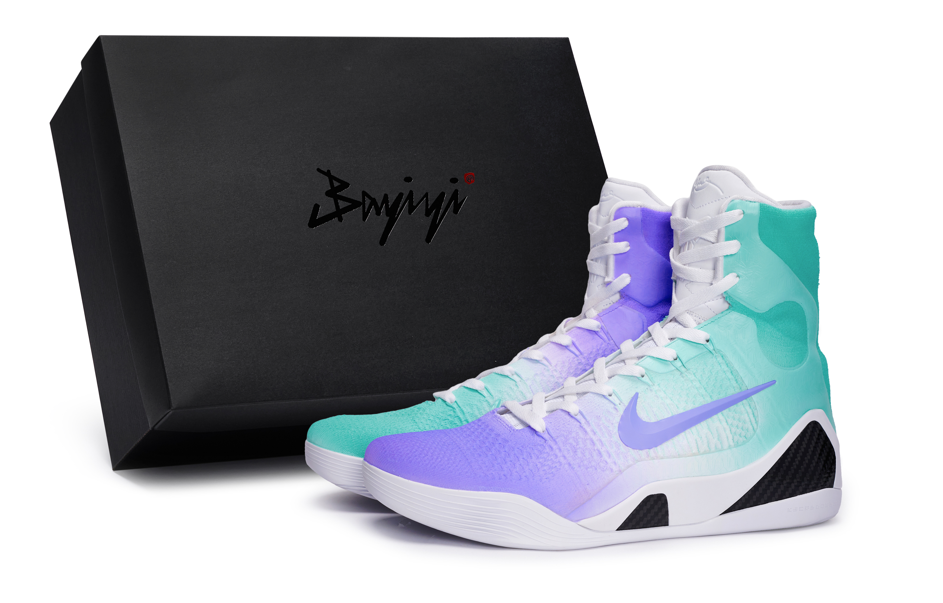 Nike Баскетбольные кроссовки Kobe 9 с высоким берцем и противоскользящим покрытием унисекс, белые, черные, зеленые, фиолетовые