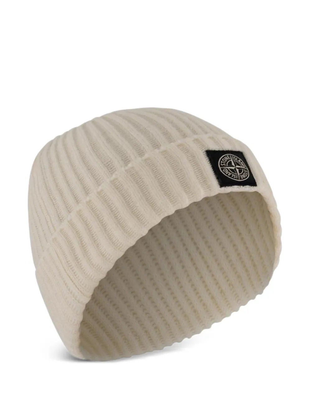 

Шапка бини в рубчик с нашивкой-логотипом Stone Island Junior, нейтральный