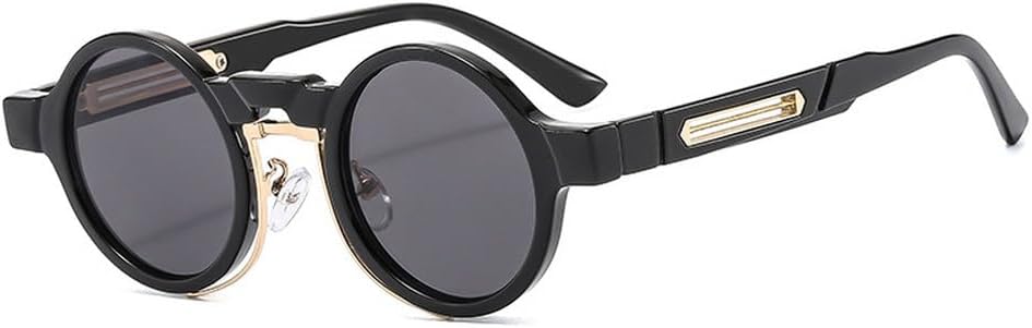 

Маленькие круглые солнцезащитные очки в стиле ретро-панк с градиентным переходом цвета, защита от ультрафиолета UV400, модные солнцезащитные очки для женщин и мужчин TKKTLLT, Black Gray