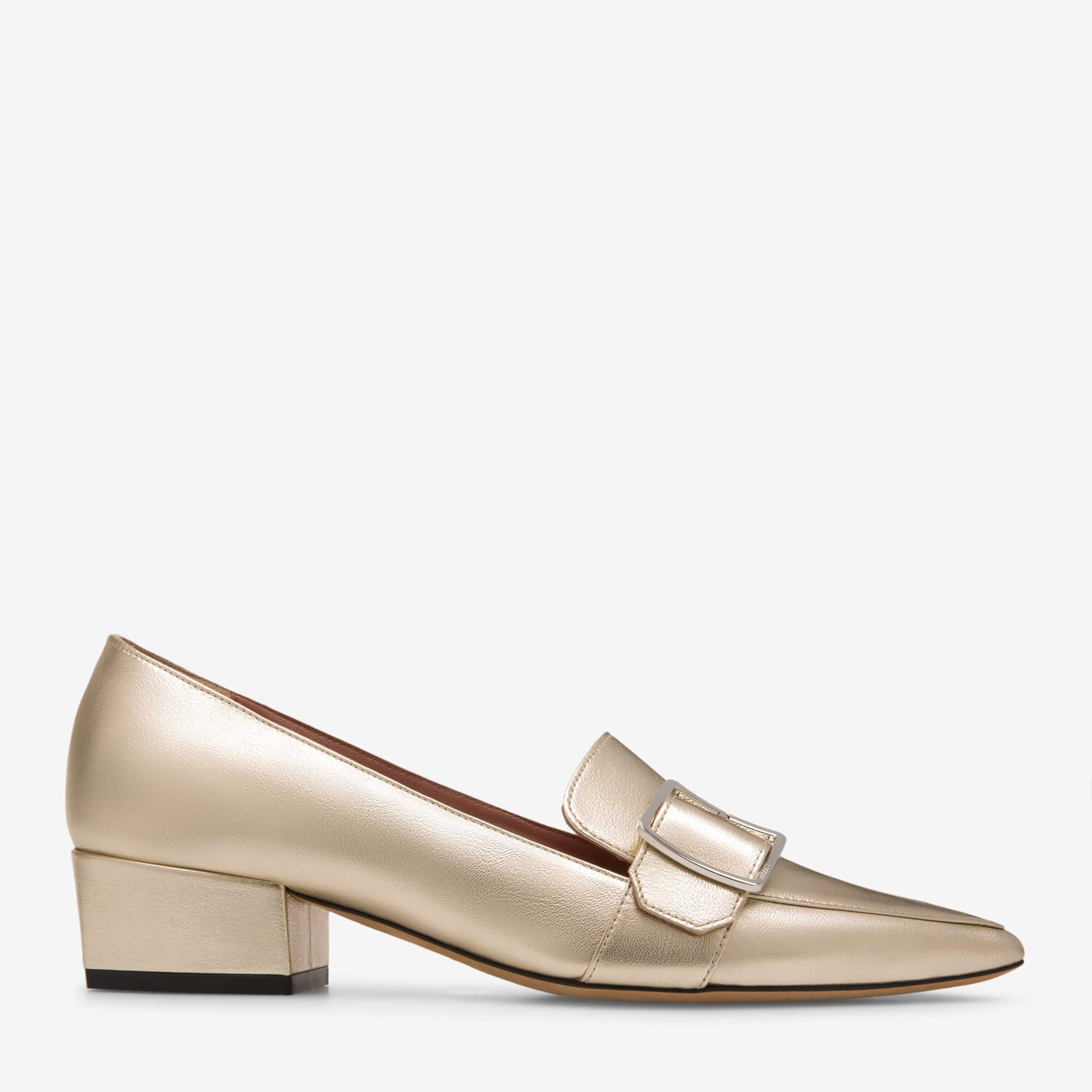 Женские кожаные мюли Bally Harumi 6223345 цвета шампанского с пряжкой, мультиколор — фото 3