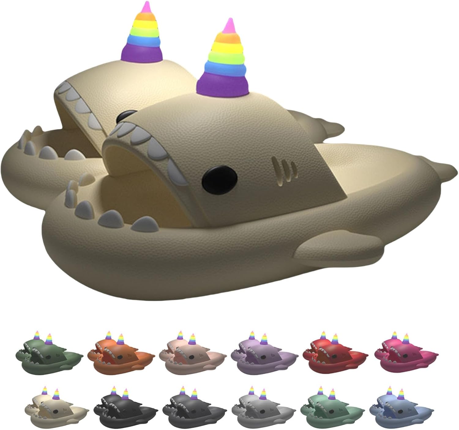 

Тапочки «Единорог-акула» для мужчин и женщин, светящиеся в темноте, из мягкого ЭВА, летние, нескользящие, быстросохнущие Generic