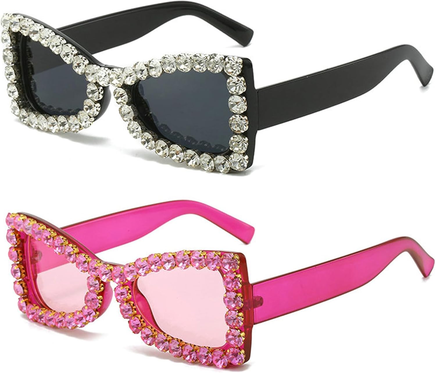 

Солнцезащитные очки Diamond Butterfly черные женские в стиле ретро с драгоценными камнями и стразами, сверкающие кристаллами, роскошные очки с блестками helena, Black+pink