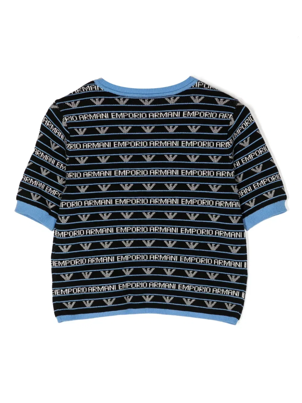 Вязаный топ с логотипом и интарсией Emporio Armani Kids, черный — фото 2