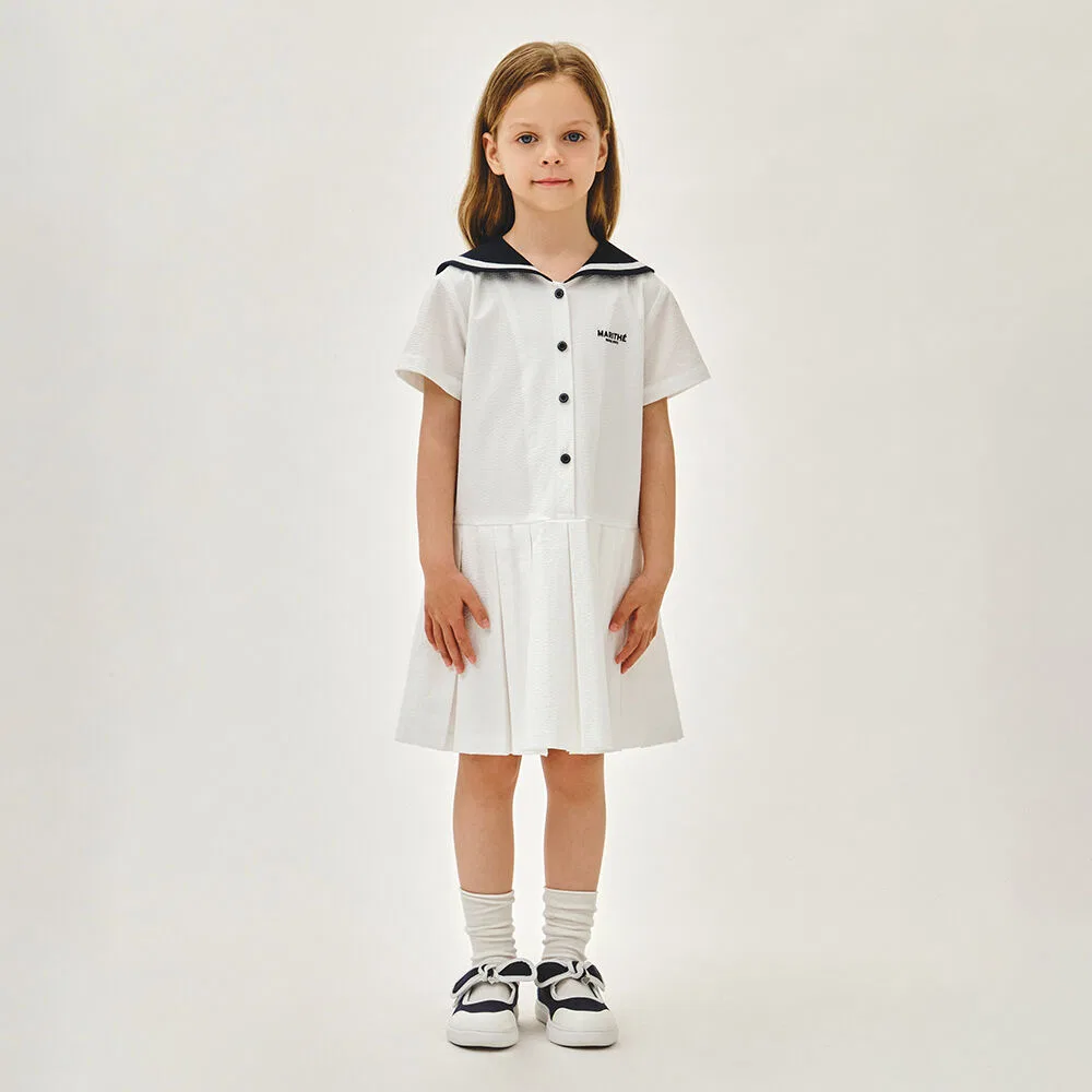 Детское платье в морском стиле с воротником, белое, от Marithé Kids