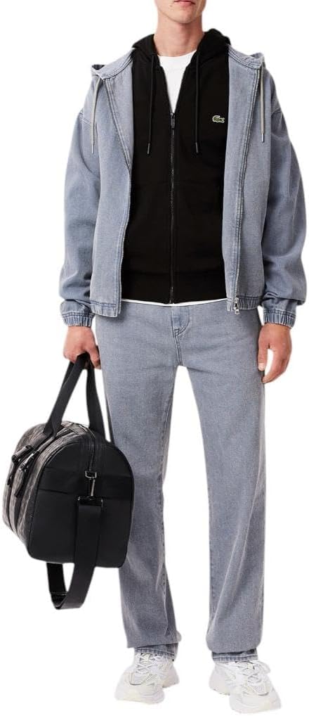 Lacoste мужская худи с длинным рукавом, сплошная расцветка, на молнии, Noir Black — фото 4