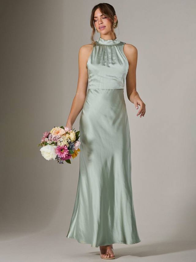 

Атласное макси-платье на бретелях Jolie Moi, Green