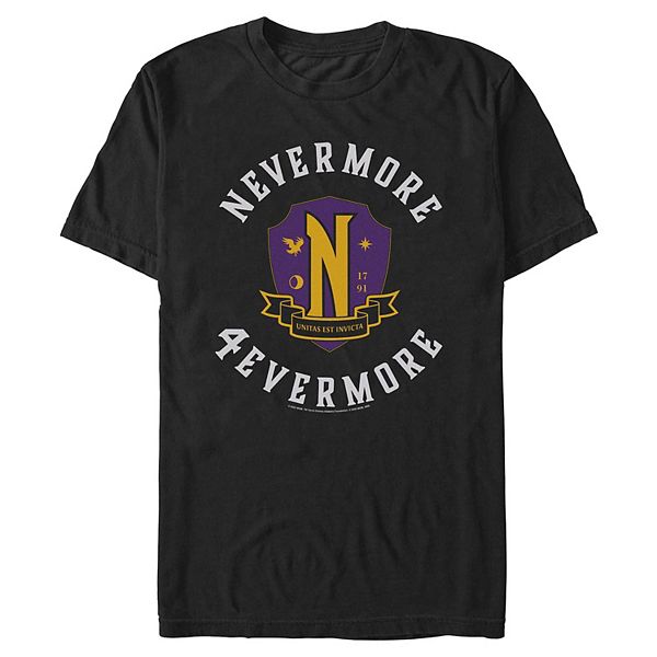 

Мужская футболка с принтом Wednesday Nevermore Forevermore Licensed Character