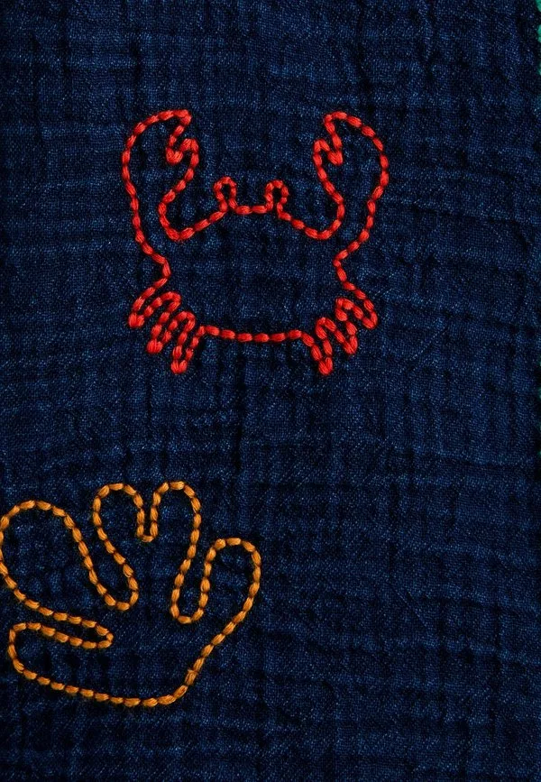Рубашка из марли с вышивкой, стандартного кроя Jojo Maman Bébé, Navy Blue Seaside — фото 4