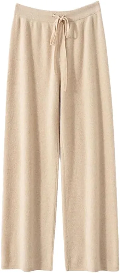 

REHJJDFD Женские брюки из 100% кашемира, утепленные, прямые, с высокой талией