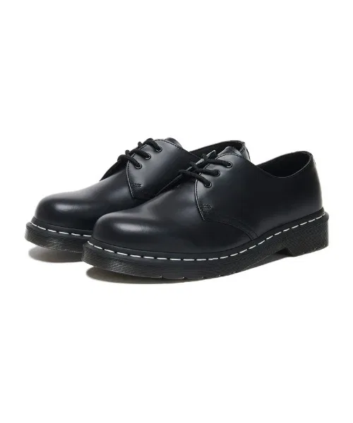 Унисекс туфли Dr. Martens 1461 с белой строчкой чёрные