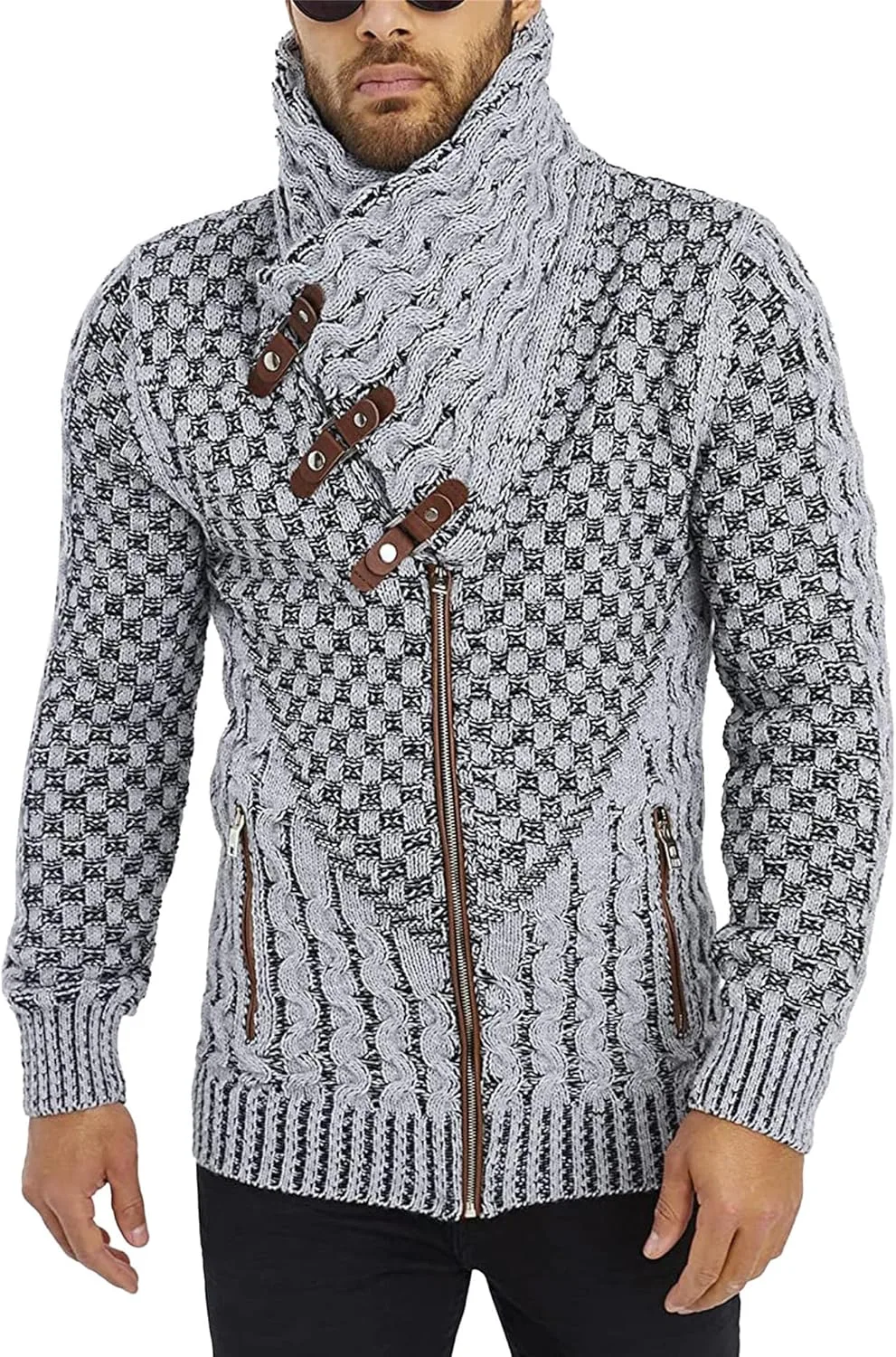 

Мужской кардиган Slim Fit с воротником стойкой и длинными рукавами JEShifangjiusu