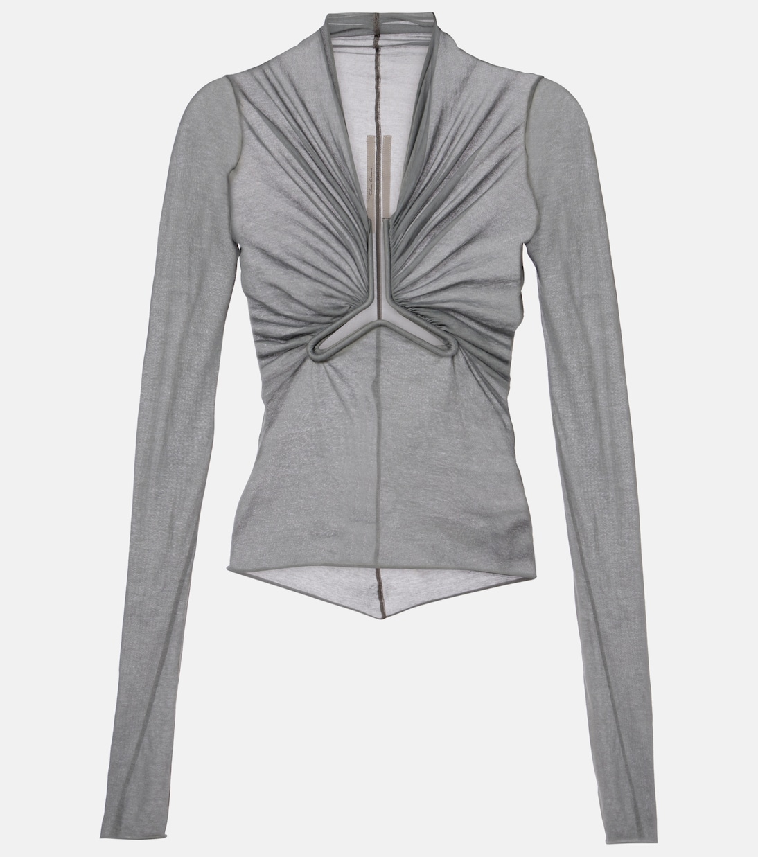 

Топ из хлопка с рюшами и вырезами Rick Owens, Washed Indigo