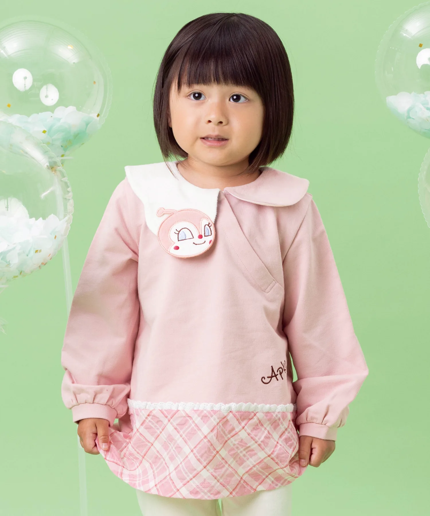 Детская коллекция ANPANMAN / (K) Пуловер с аппликацией на воротнике Anpanman Kids Collection, pink