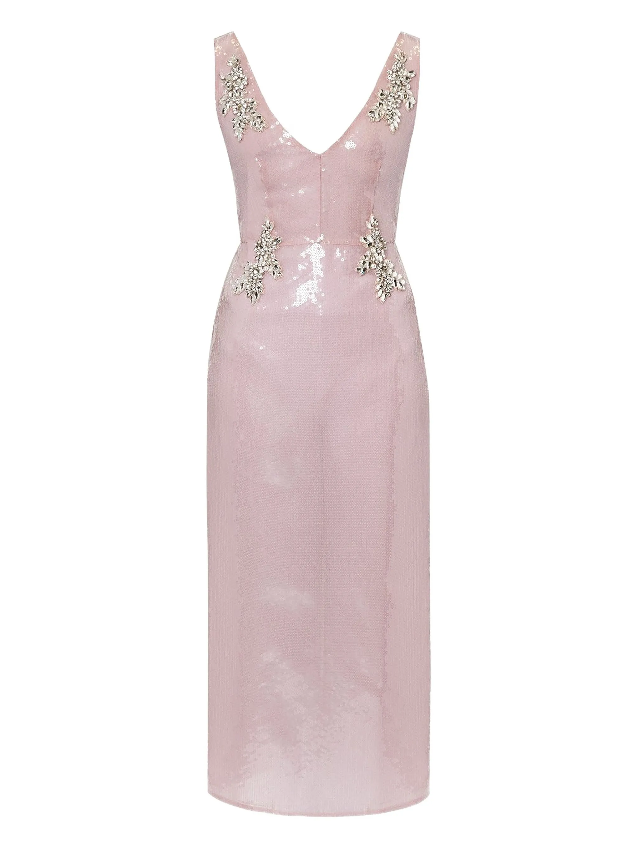 

Платье с v-образным вырезом, украшенное блестками Erdem, розовый