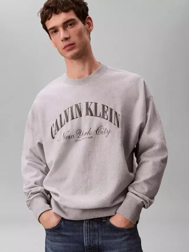 Хлопковая толстовка на молнии, цвет Героический серый меланж Calvin Klein — фото 4