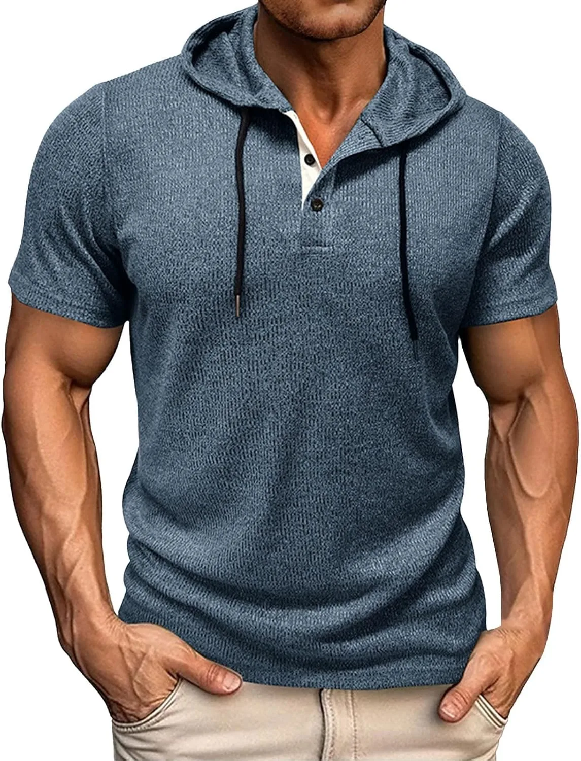 

Толстовка для тренировок мужская Henley с коротким рукавом и V-образным вырезом