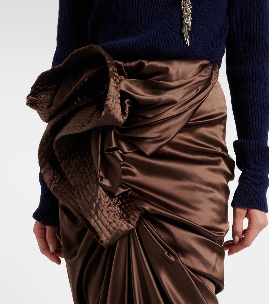 Асимметричная миди-юбка из сатина с шелком Dries Van Noten, Brown — фото 4