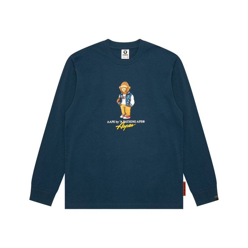 

Футболка с длинными рукавами и принтом от A Bathing APE Aape, темно-синий