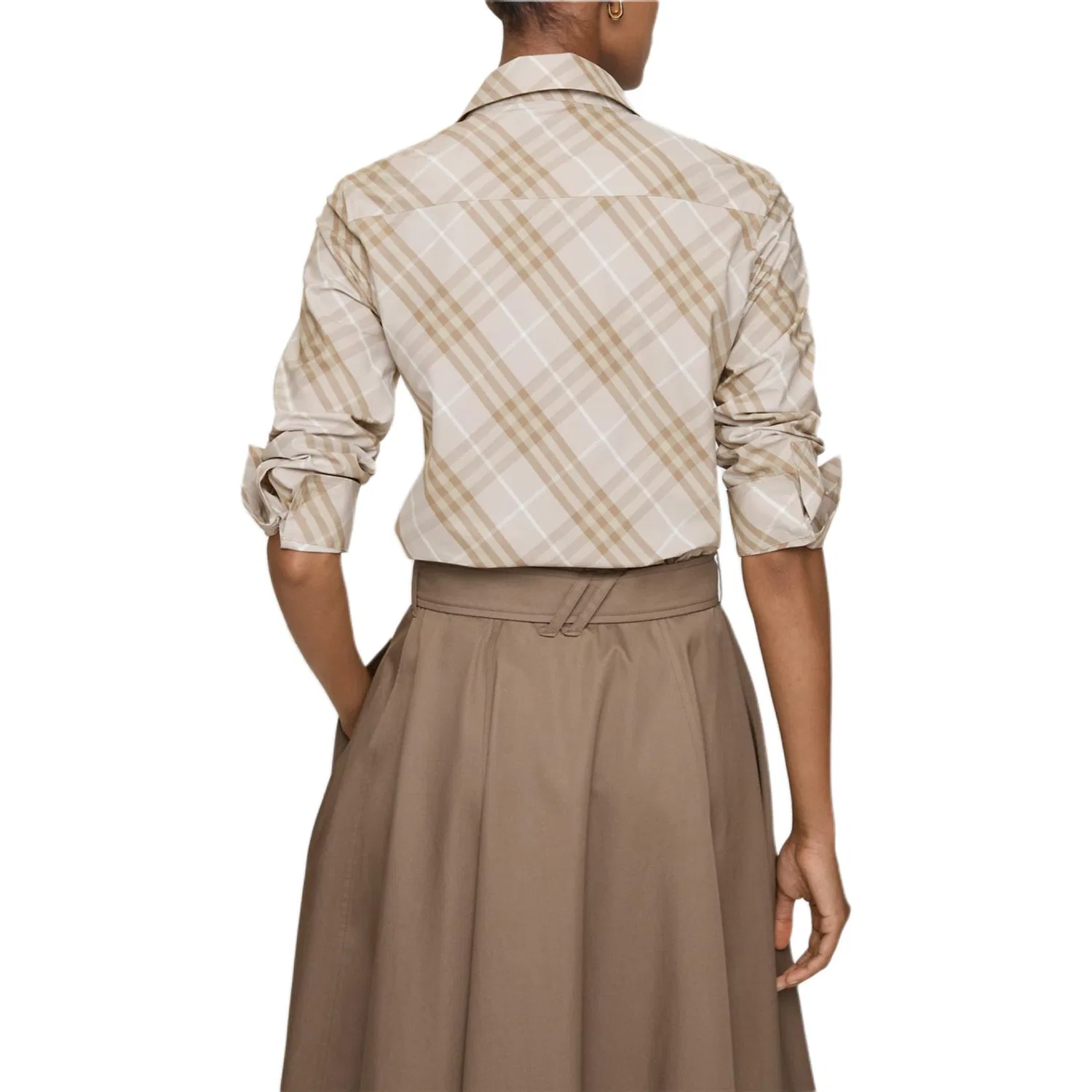 Рубашка Burberry, женская, хаки, клетчатый принт — фото 3