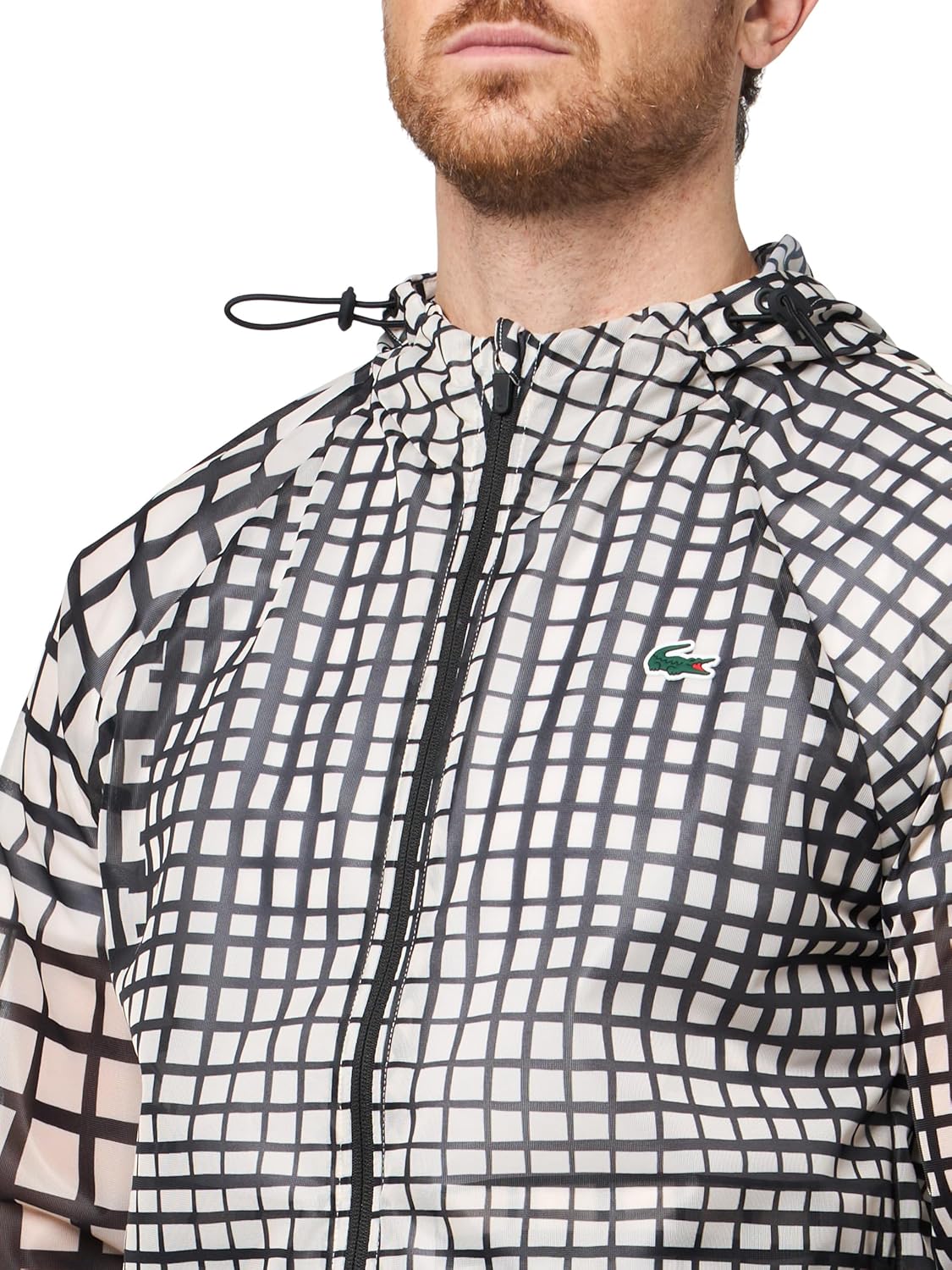 Мужская спортивная куртка Lacoste Sport Lightweight Crocodile Print, Lapland/Black — фото 3