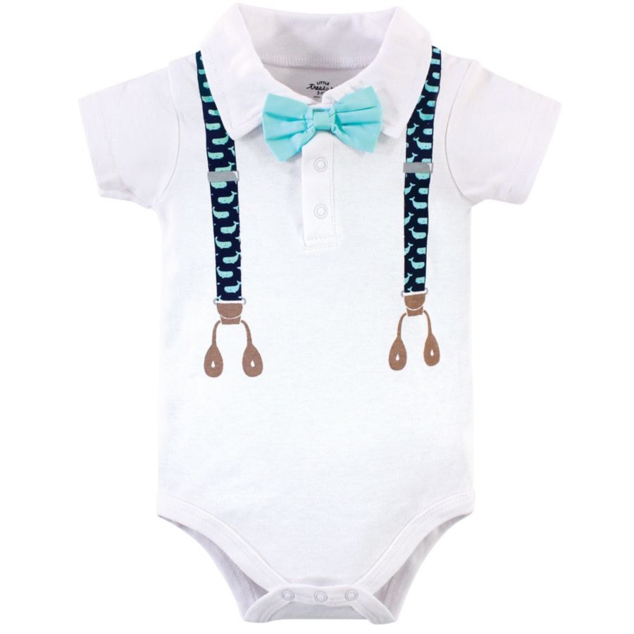Хлопковые комбинезоны Treasure Everyday на кнопках Little Treasure, Whale suspenders — фото 3