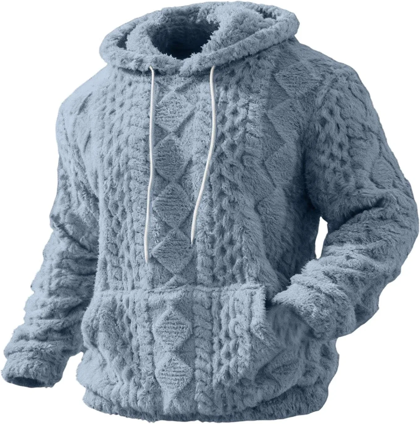 Мужская худи с флисом, бренд Generic, синий