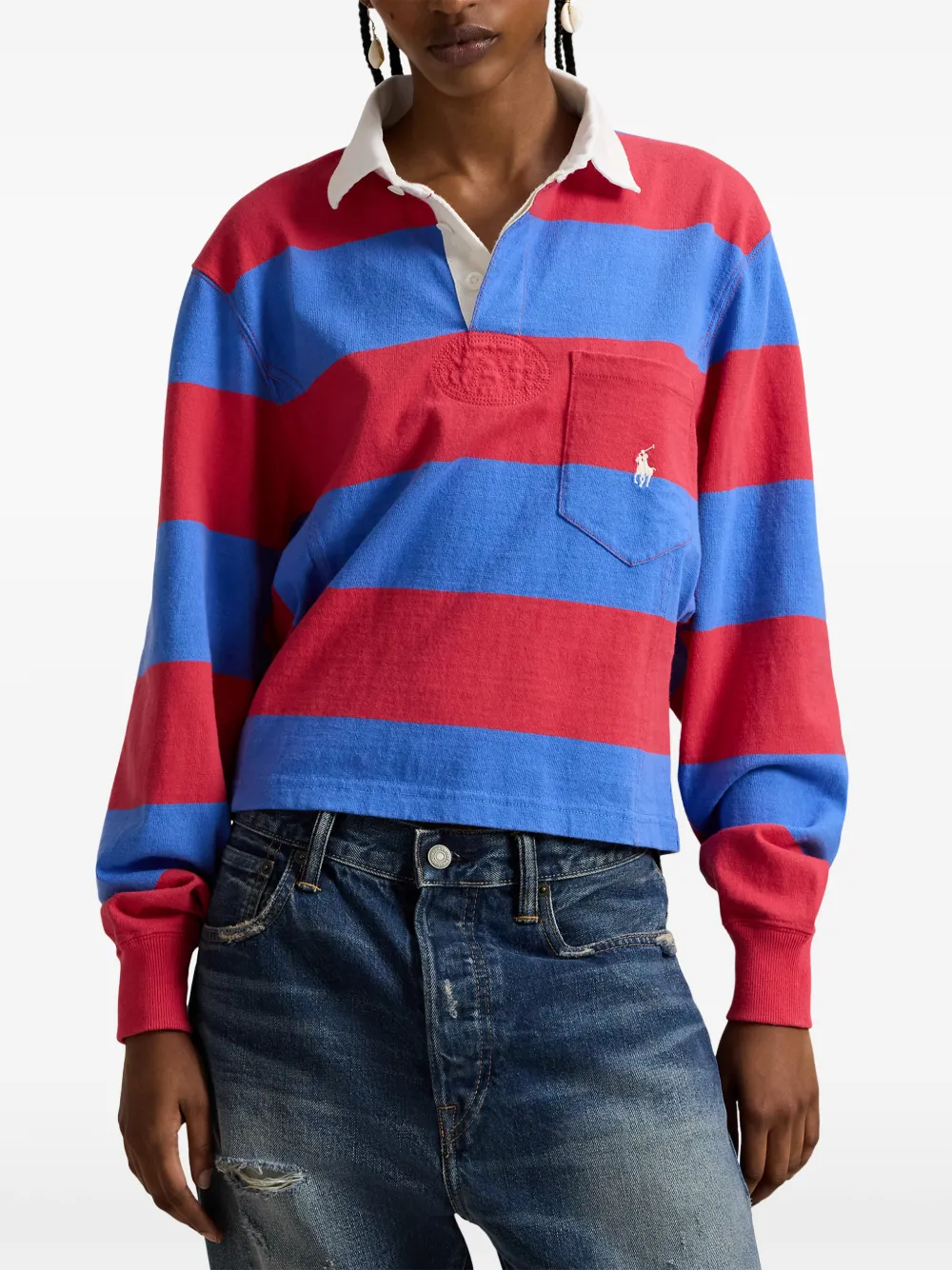 Полосатая рубашка с нагрудным карманом Polo Ralph Lauren, красный — фото 3