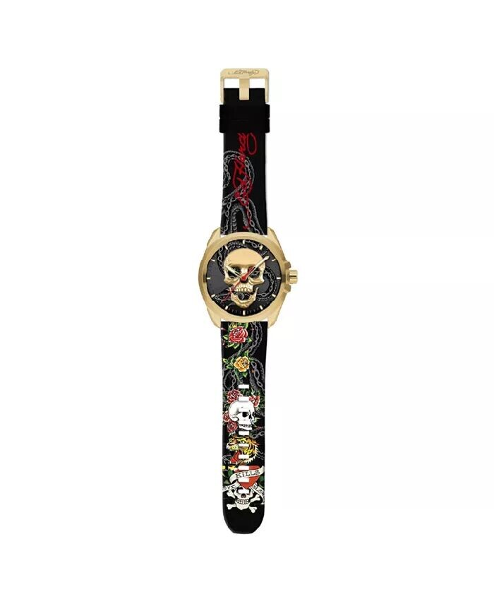 

Мужские часы с матовым черным силиконовым ремешком, 46 мм Ed Hardy
