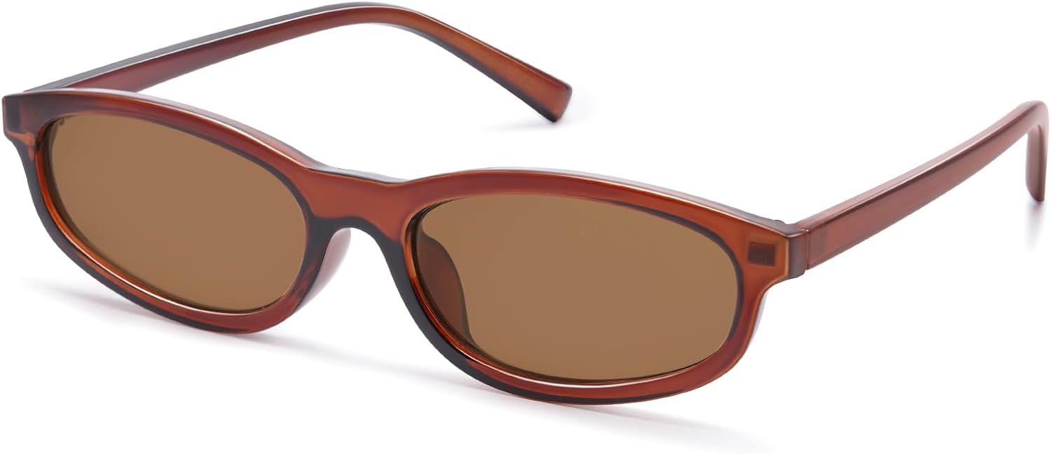 

Ретро-солнцезащитные очки прямоугольной формы для женщин, модные маленькие очки в стиле 90-х, винтажные узкие прямоугольные оправы GM9602 GIGIMOTTE, Brown Frame / Brown Lens