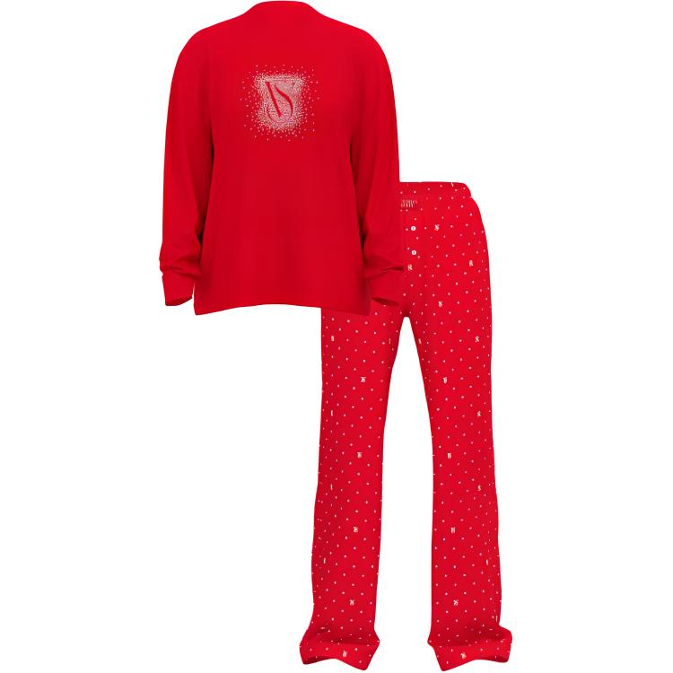 

Victoria's Secret Фланелевый комплект с длинным рукавом / LLD пижамный комплект женский red