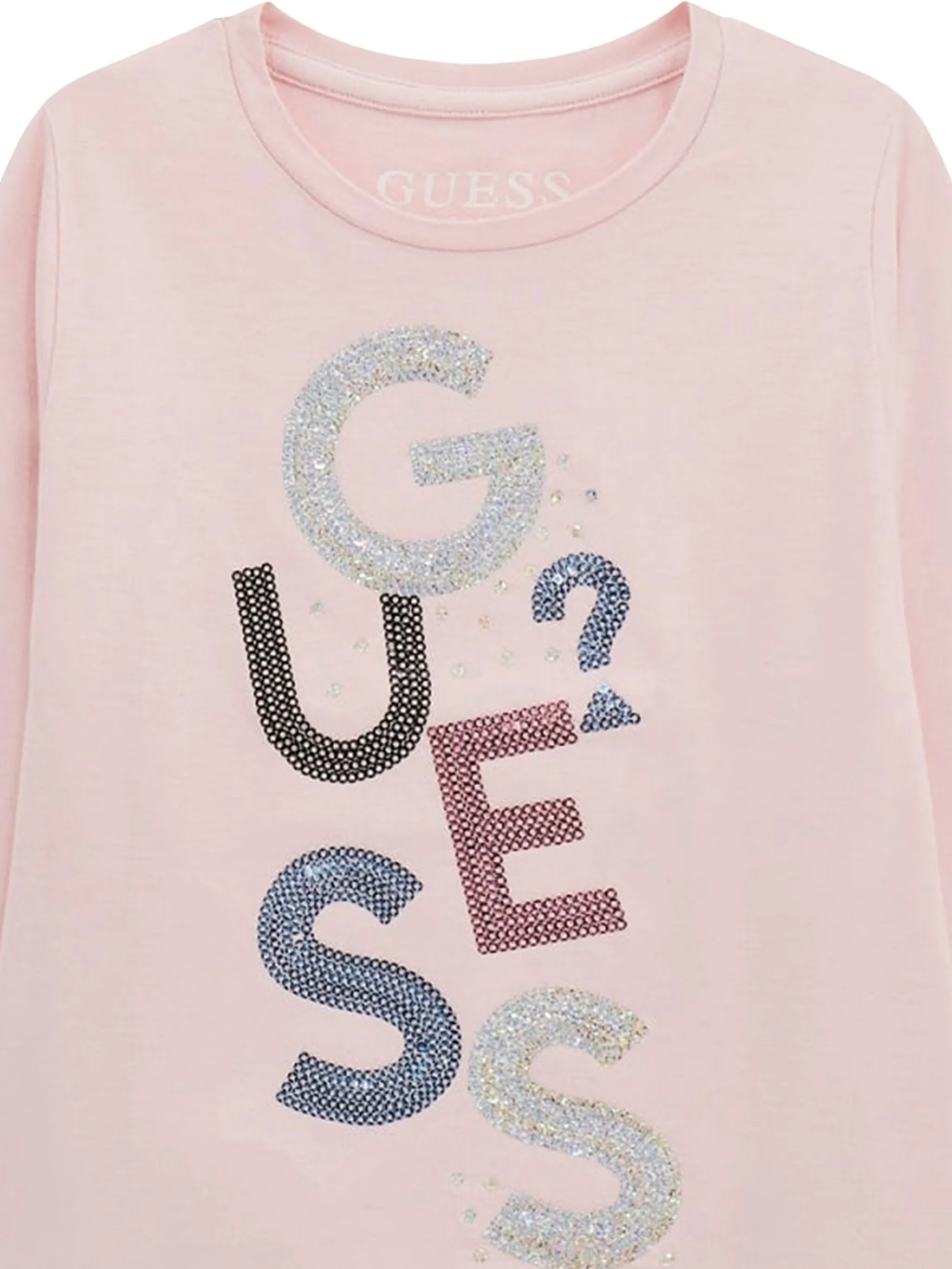 Футболка с длинными рукавами и пайетками Guess Kids, розовый — фото 4