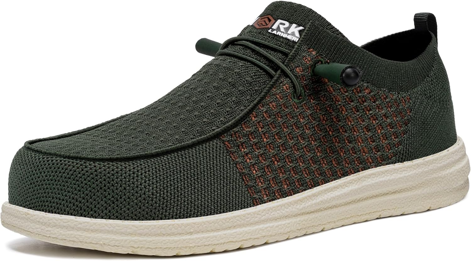 

Мужские слипоны с защитным стальным носком LARNMERN, легкие, удобные для отдыха и ходьбы, кроссовки, лоферы с стальным носком, зеленый