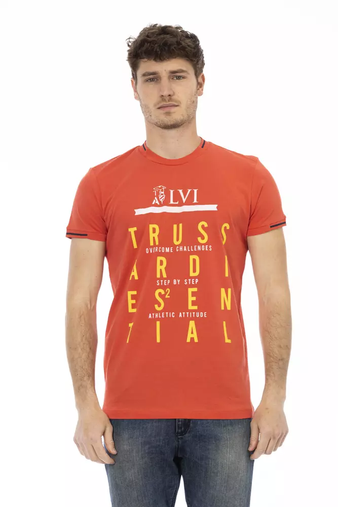 

Оранжевая хлопковая мужская футболка Trussardi