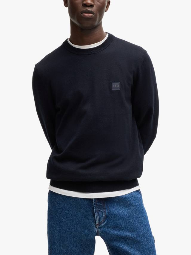 

BOSS Kanovano джемпер с круглым вырезом из хлопка и кашемира HUGO BOSS, Dark Blue