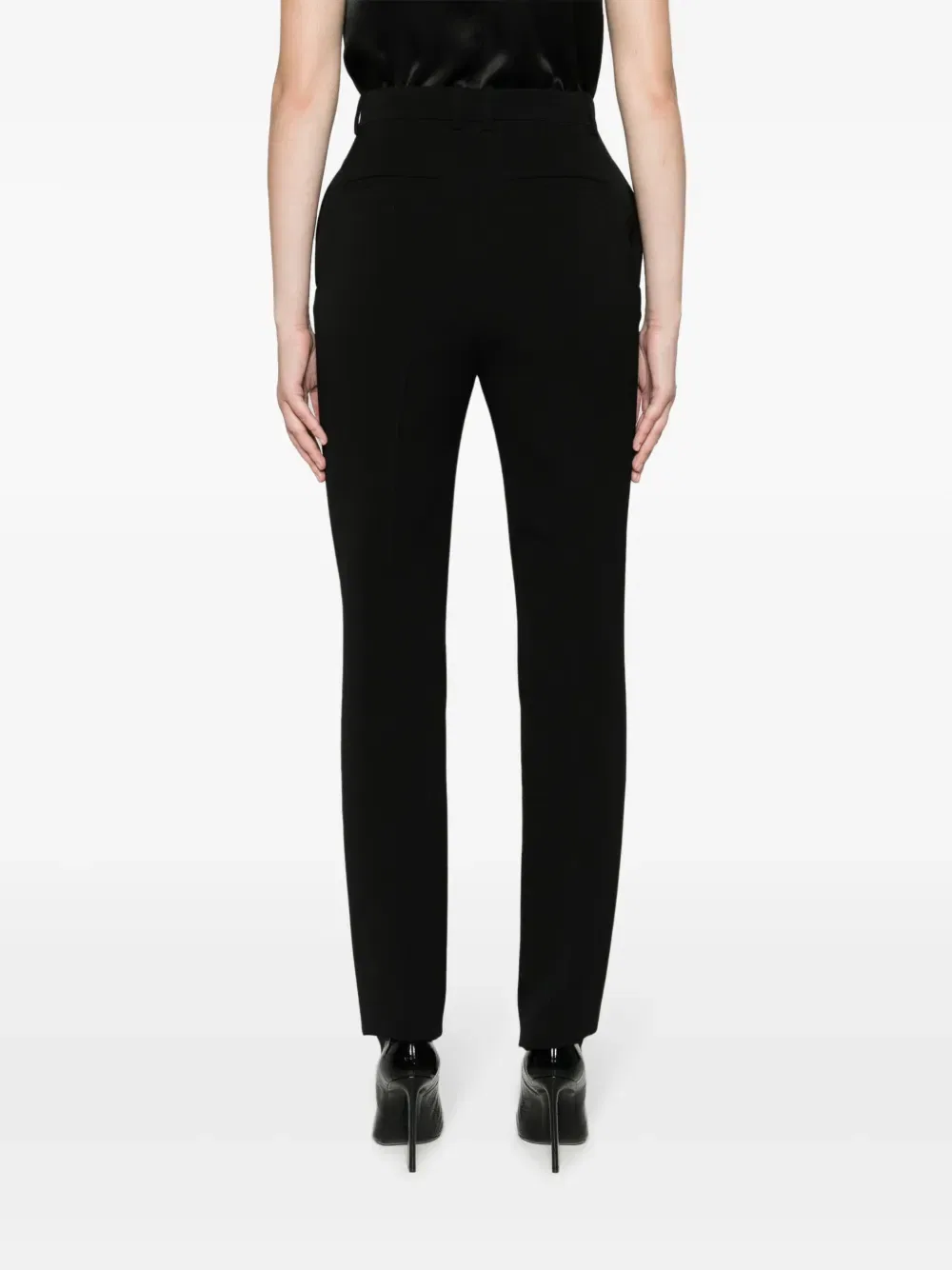 Прямые шерстяные брюки Saint Laurent, черный — фото 4
