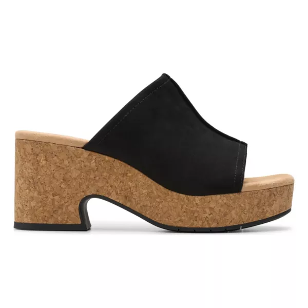 Стильные женские босоножки на танкетке Nerisa Vine Clarks, цвет black nubuck — фото 2
