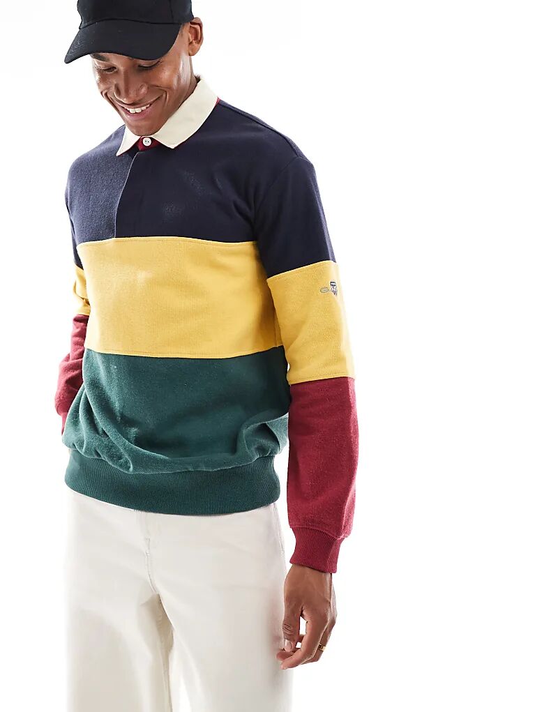 

GANT 75th Anniversary Capsule цветной регбийный свитер темно-синего цвета