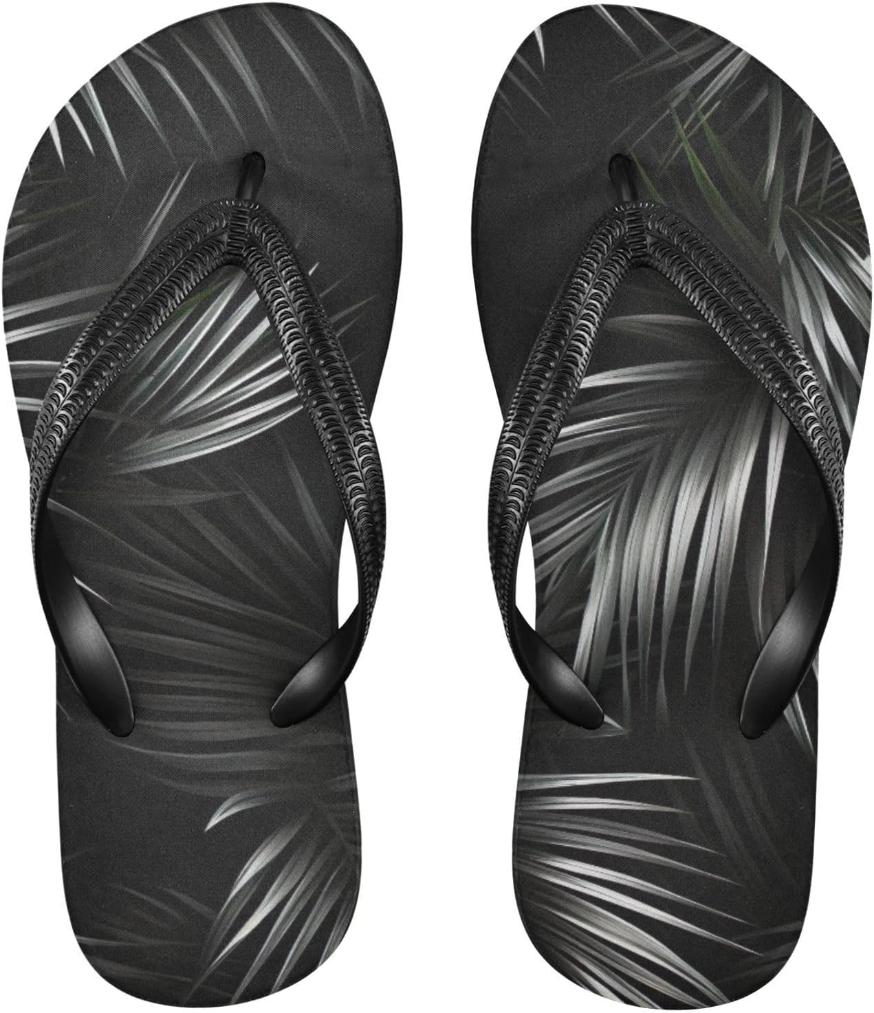 

Женские и мужские летние пляжные шлепанцы Palm Leaf с тропическим дизайном, для душа Kfbe, черный