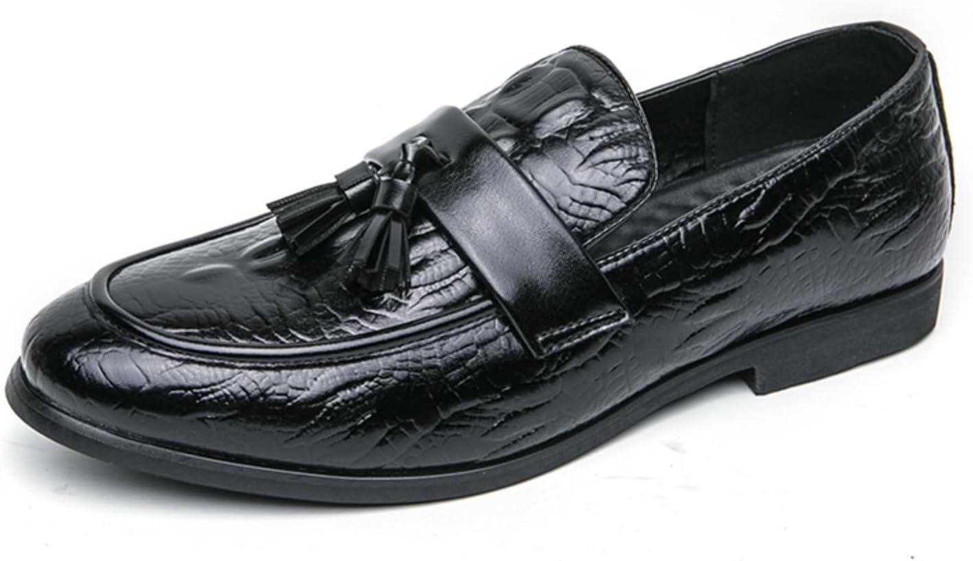 

Мужские лоферы с тиснением под крокодила и кисточками, классический стиль «пенни» для формальной и повседневной носки- легко стильные и вечные Aokisx, черный