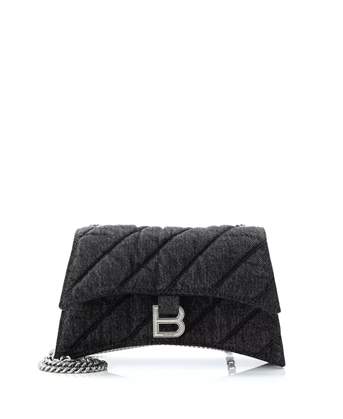 

Сумка через плечо Small Crush с цепочкой, стеганая из денима Pre-Owned Balenciaga, черный