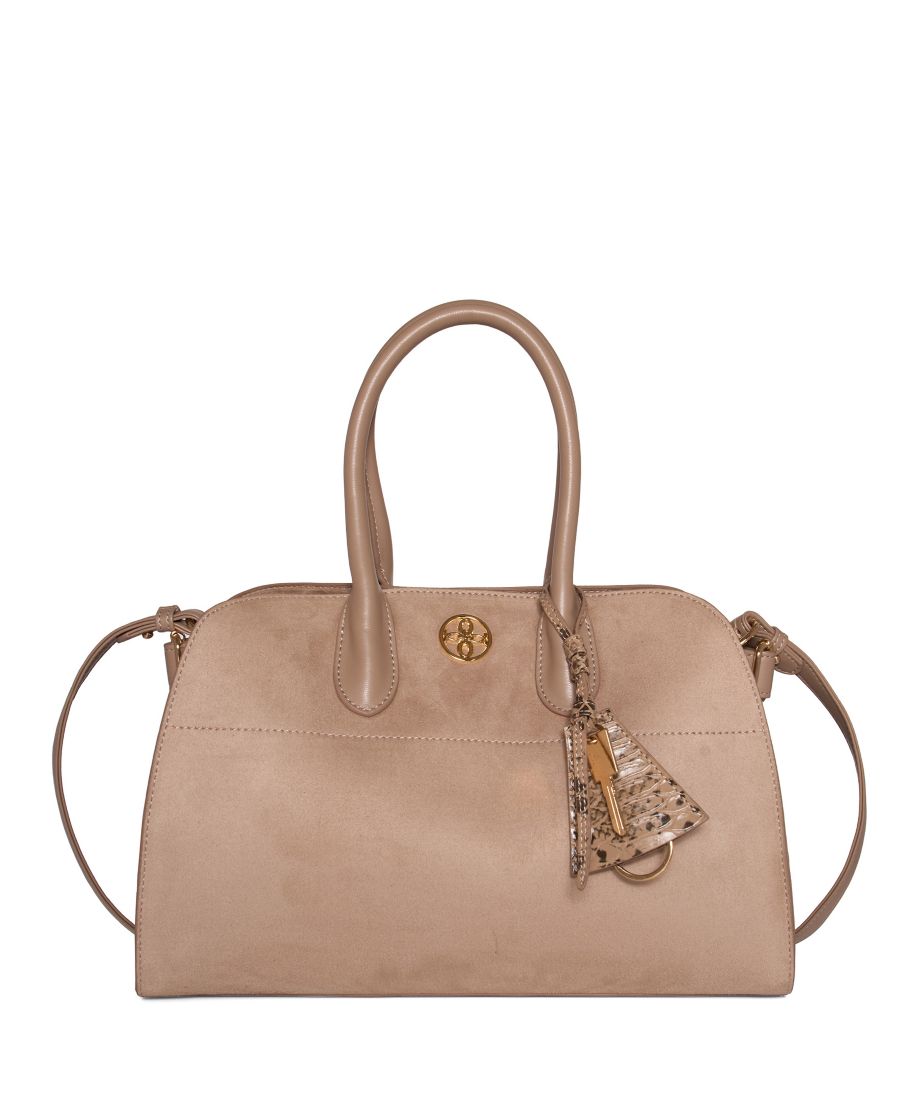 

Сумка-саквояж Aurora с верхней ручкой, замшевой отделкой и кисточками, средний размер LIKE DREAMS, Taupe