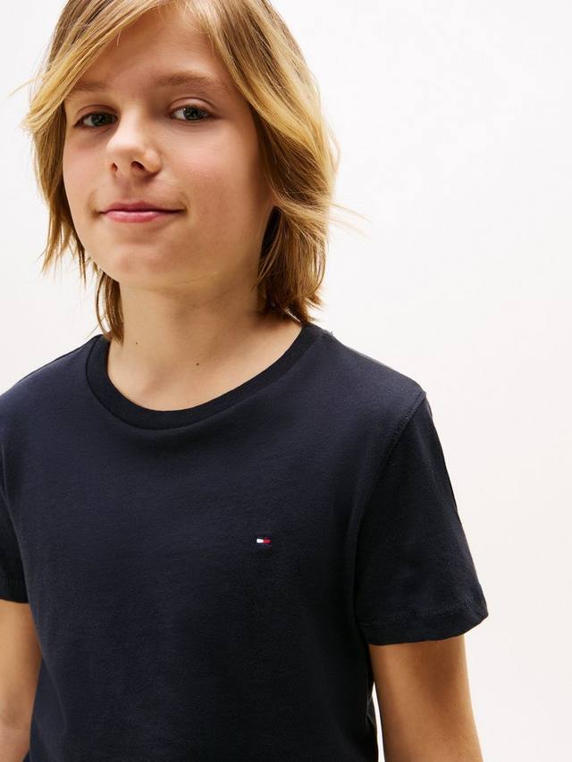 Детский базовый топ с коротким рукавом и круглым вырезом Tommy Hilfiger, Navy — фото 4