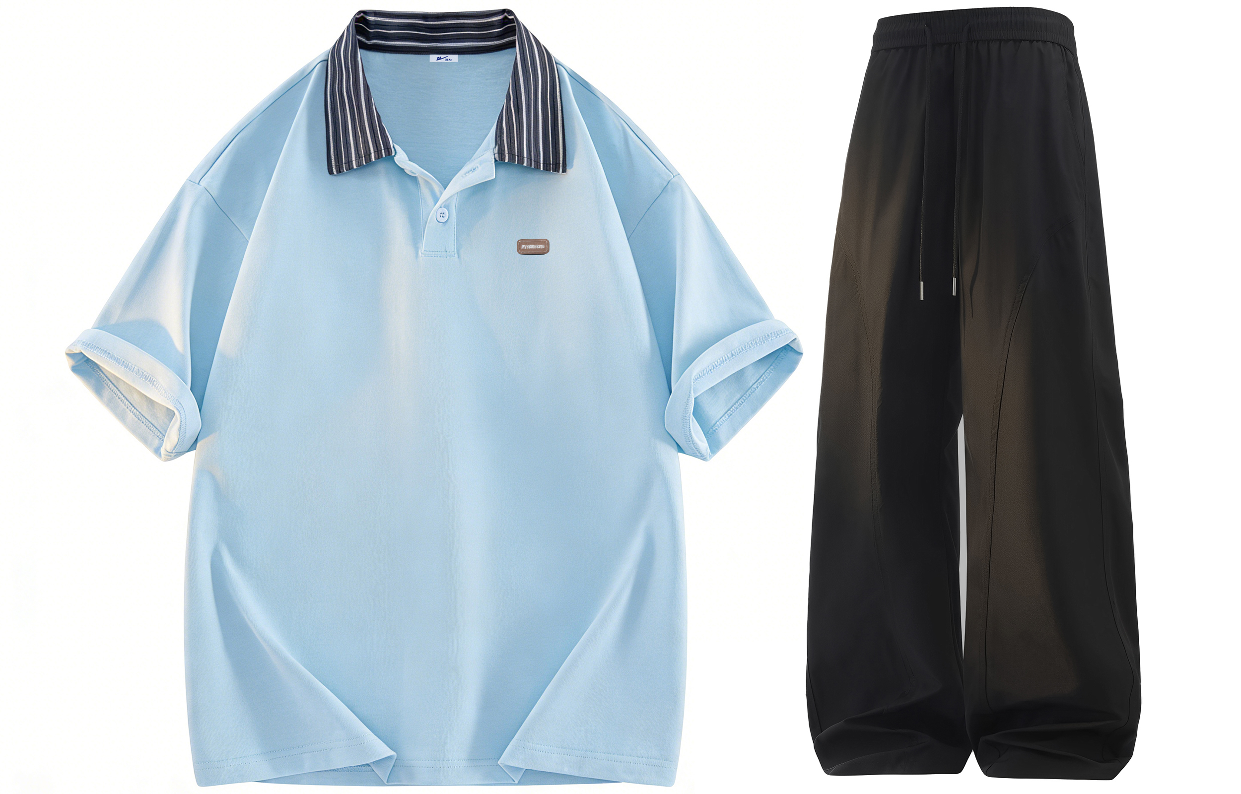 

Повседневная спортивная одежда Unisex WARRIOR, светло-синий top+черный pants[free diy badge]