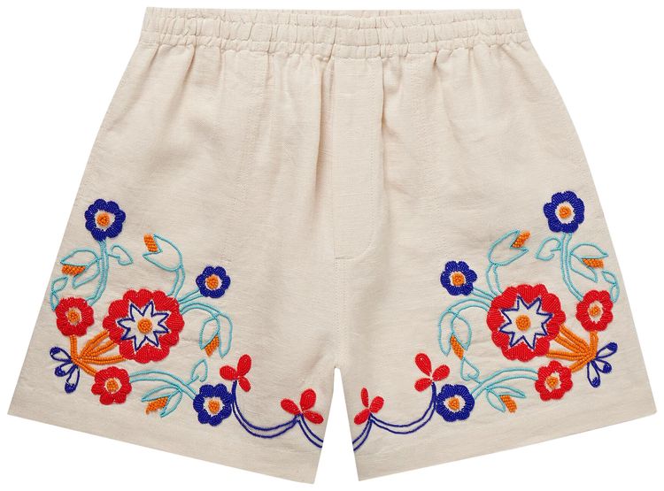 

Шорты Bode Beaded Garden Party Shorts 'Ecru/Multicolor', загар