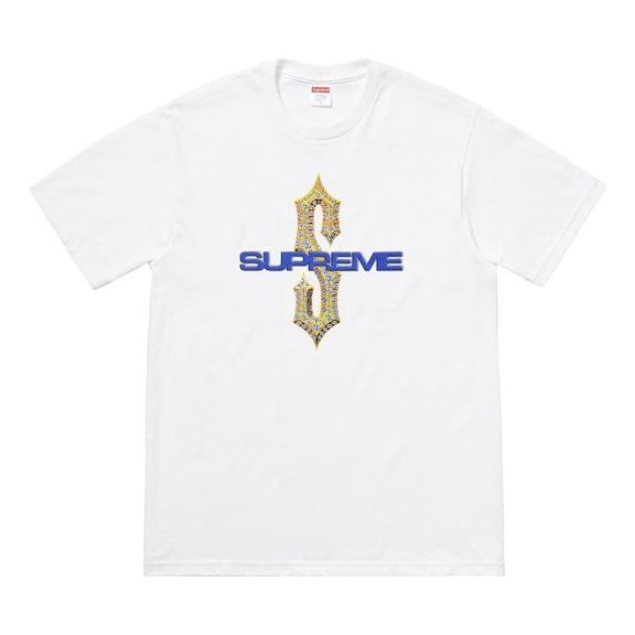 

Футболка ss18 diamonds tee white diamond pattern printing short sleeve Supreme, белый