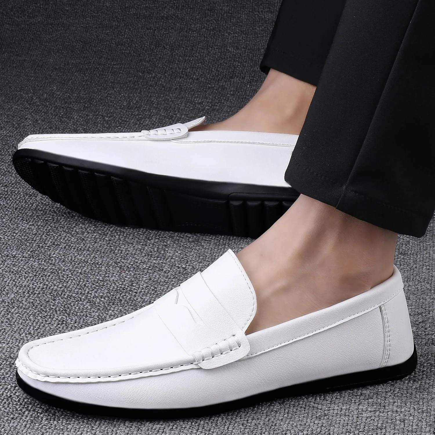 Лоферы мужские, кожаные, Classic Slip On, белый DHFIRUFSHLO — фото 2