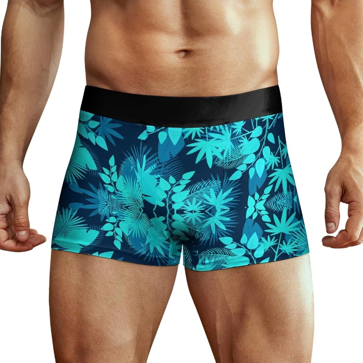 Боксеры с принтом Palm Leaves, Men’s Boxer Briefs Novelty Beach Underwear