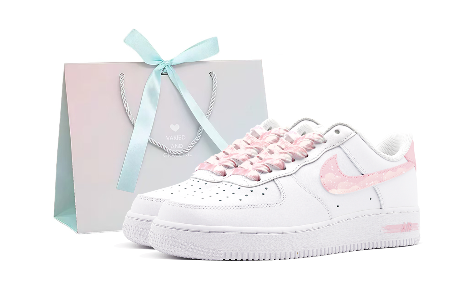 

Nike Кроссовки Air Force 1 Peach Clouds Coverage с термоамортизацией, износостойкие, низкие, для скейтбординга, мужские, сине-белые