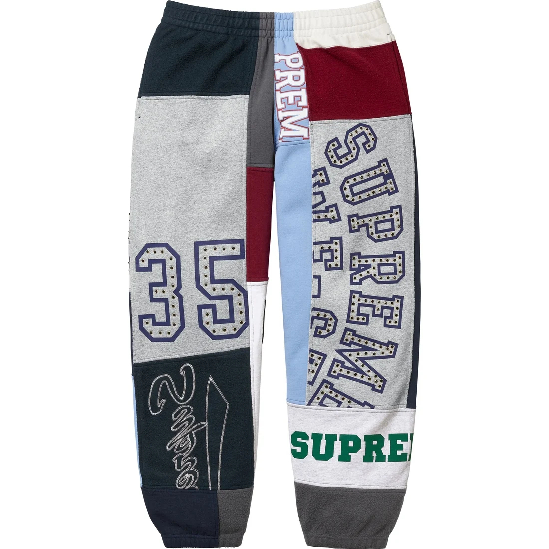 Патчворк спортивные штаны SS25 Supreme, синий/темно-синий