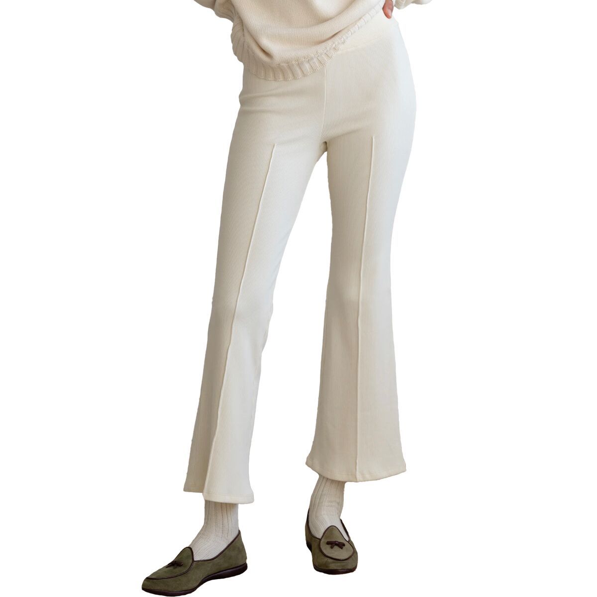 

Риб-кик флейр брюки Donni, цвет creme